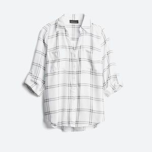 Fortune & Ivy White Window Pane button down blouse